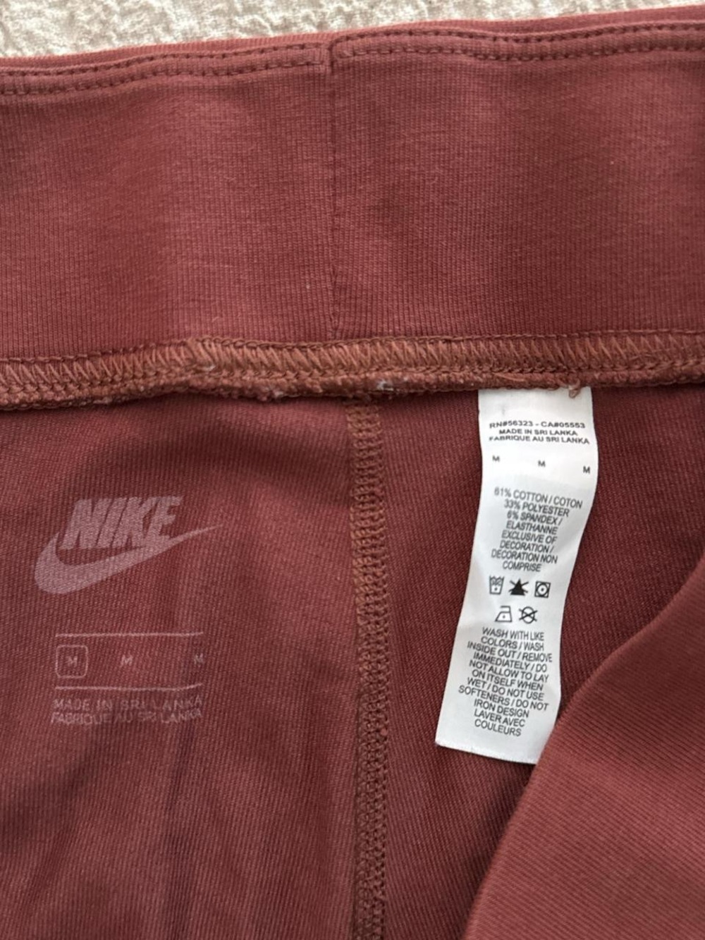 Nike Women's Burgundy Bike Shorts with White Swoosh - Picture 3 of 3